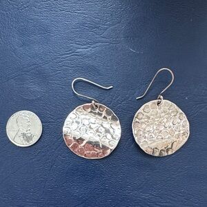 Hammered Silver Dangle Earrings
